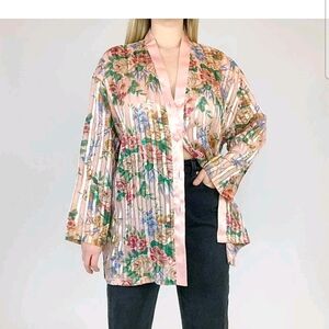 Vintage Victoria Secret gold label sheer floral blouse! Size M